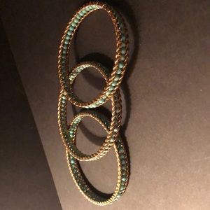 Set of three turquoise bead bangles
